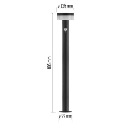LED соларна лампа със сензор LED/2W/3,7V 1200 mAh IP44 80 см