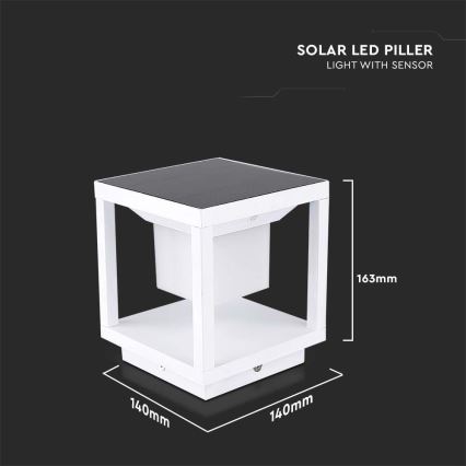 LED соларна лампа с сензор LED/2W/5,5V 3000K IP65 2600 mAh бяла