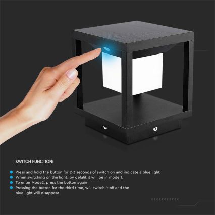 LED соларна лампа с сензор LED/2W/5,5V 3000K IP65 2600 mAh черна