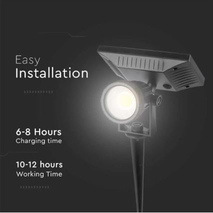 LED Соларна лампа SPIKE LED/2W/5,5V IP65 3000K 1200 mAh