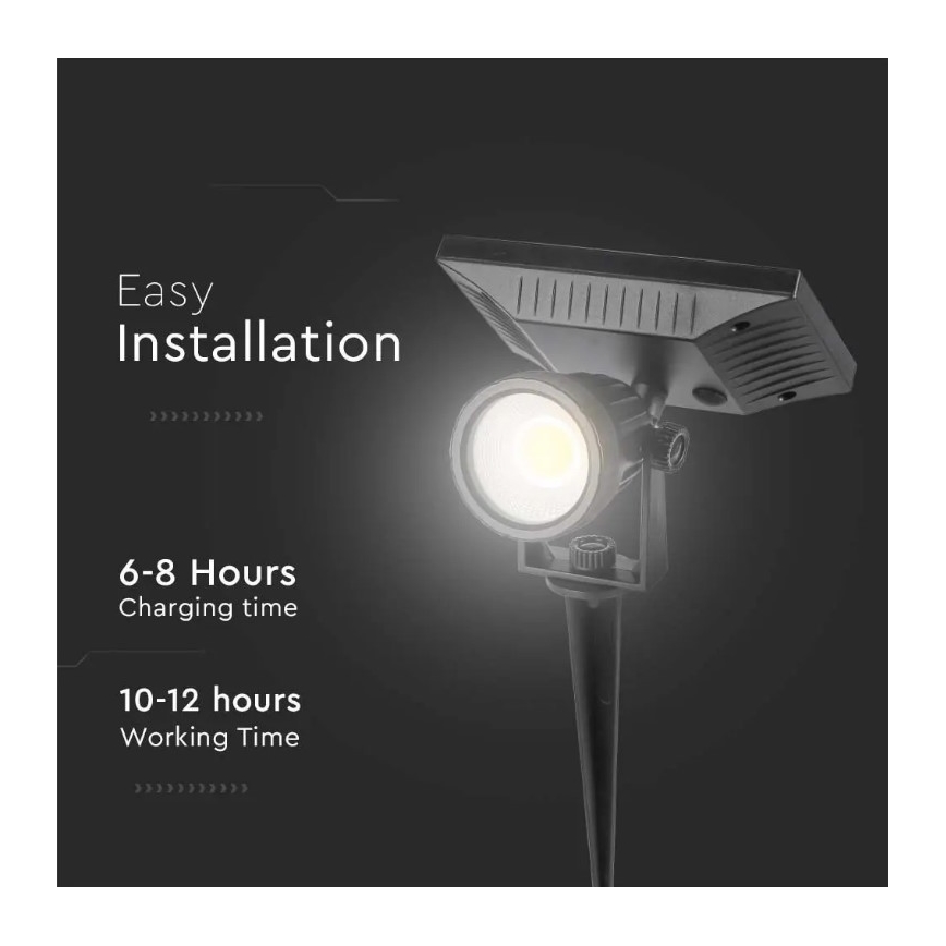 LED Соларна лампа SPIKE LED/2W/5,5V IP65 3000K 1200 mAh