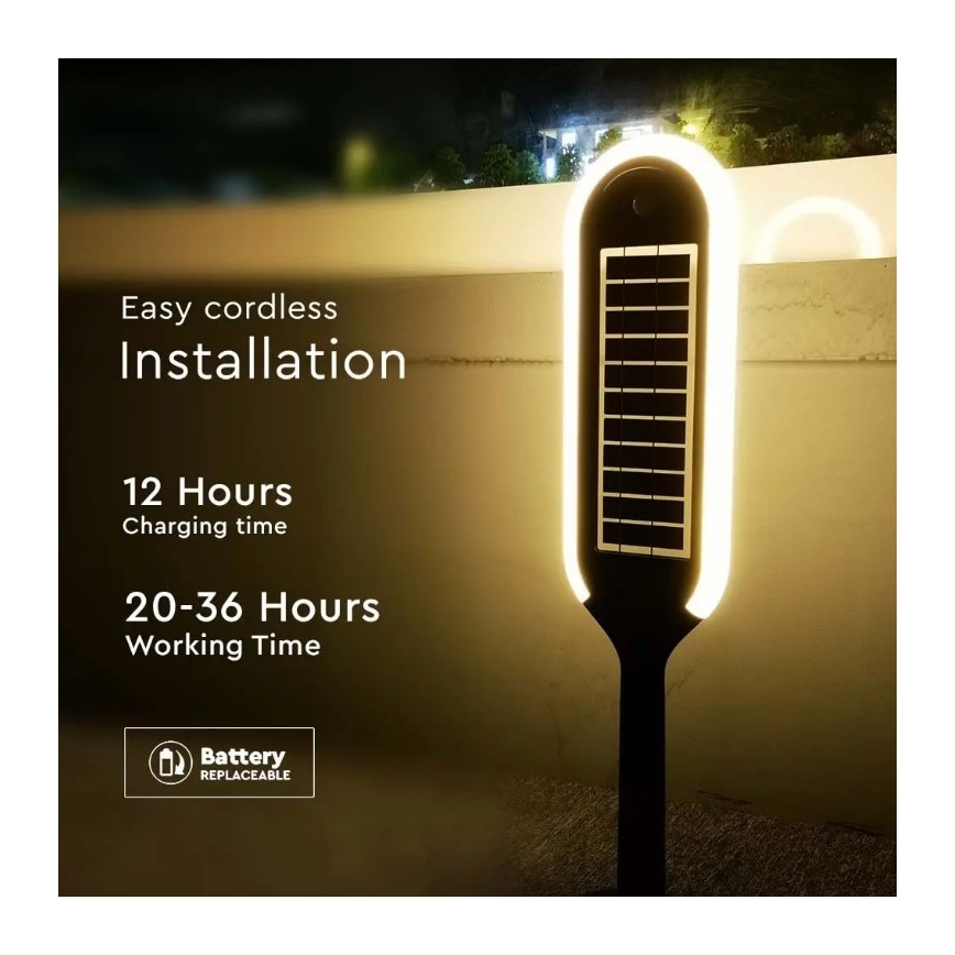 LED Соларна лампа със сензор BOLLARD LED/5W/5,5V 70 см 3000K IP65 2000 mAh