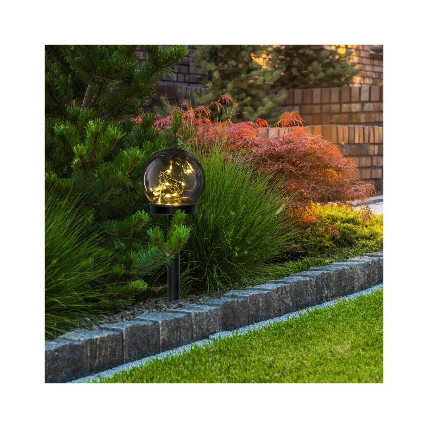 LED соларна лампа със сензор GLEAM LED/1,2V 3000K IP44 40 mAh опушена/черна