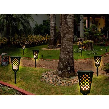 LED соларна лампа със сензор LED/0,6W/5,5V IP65 2000 mAh 107 cm черна