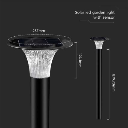 LED Соларна лампа със сензор LED/15W/3,2V 4000K/6000K IP65 6000 mAh