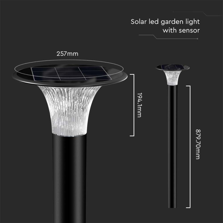 LED Соларна лампа със сензор LED/15W/3,2V 4000K/6000K IP65 6000 mAh