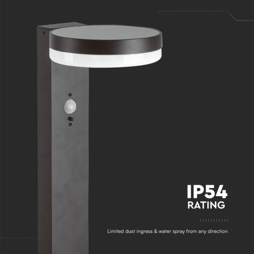 LED Соларна лампа със сензор LED/2W/3,7V IP54 3000K 2200 mAh кръгла черен