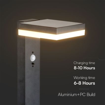 LED Соларна лампа със сензор LED/2W/3,7V IP54 3000K ъглов черен