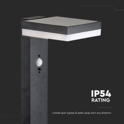 LED Соларна лампа със сензор LED/2W/3,7V IP54 3000K ъглов черен