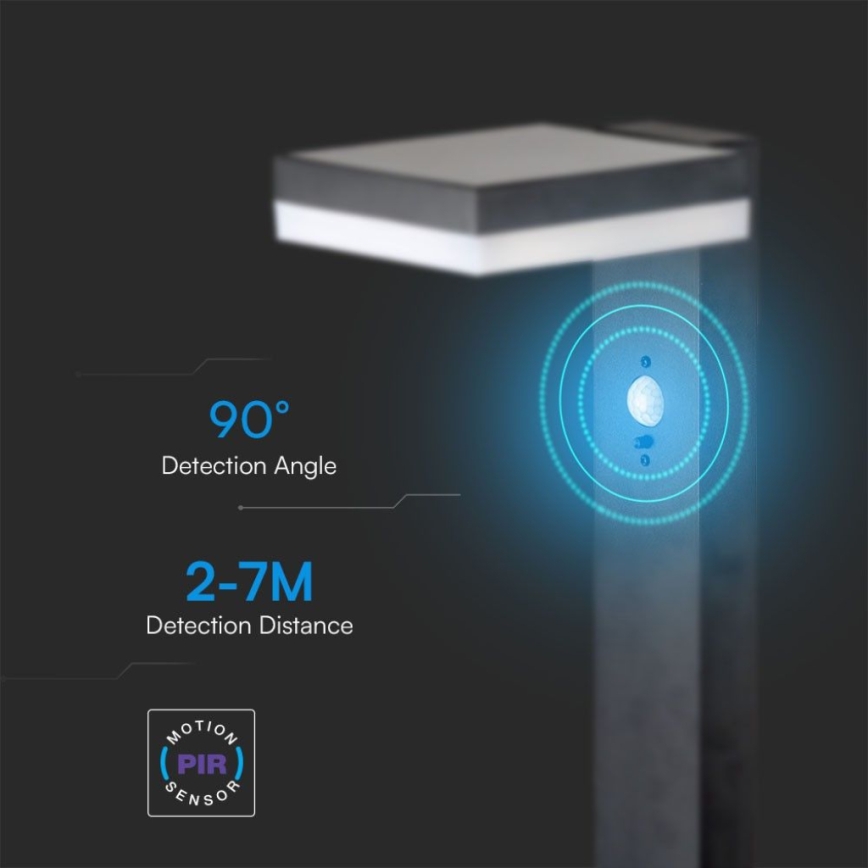 LED Соларна лампа със сензор LED/2W/3,7V IP54 3000K ъглов черен