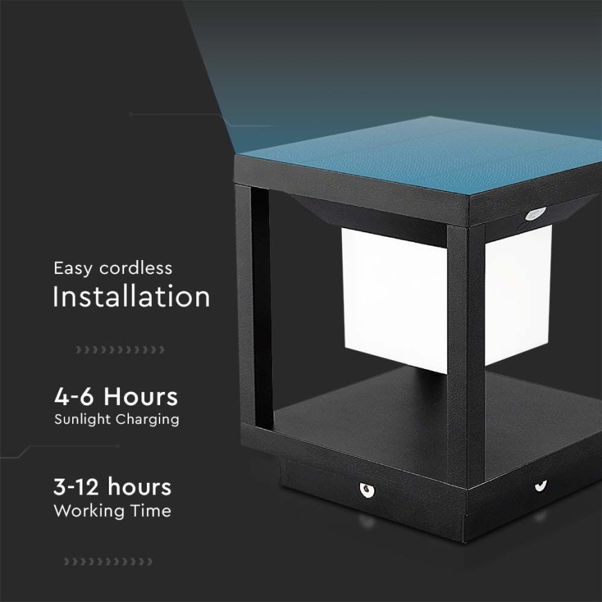 LED Соларна лампа със сензор LED/2W/5,5V 3000K IP65 2600 mAh черен