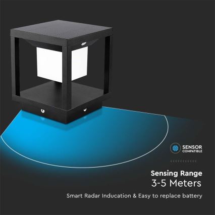 LED Соларна лампа със сензор LED/2W/5,5V 3000K IP65 2600 mAh черен