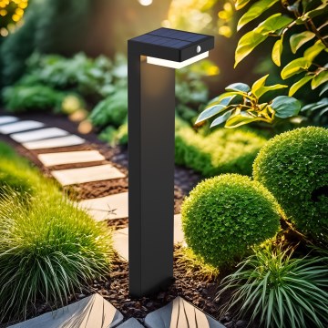 LED Соларна лампа със сензор за движение и здрач PALERMO LED/5W/2000 mAh IP54 черен