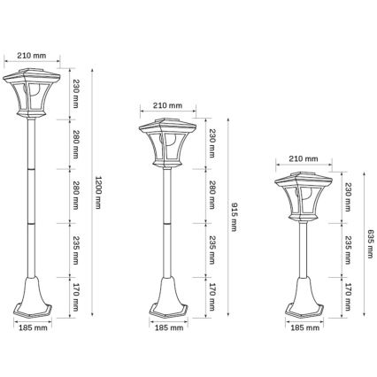 LED Соларна лампа TIRANA LED/1,6W/1,2V 600 mAh IP44 черен