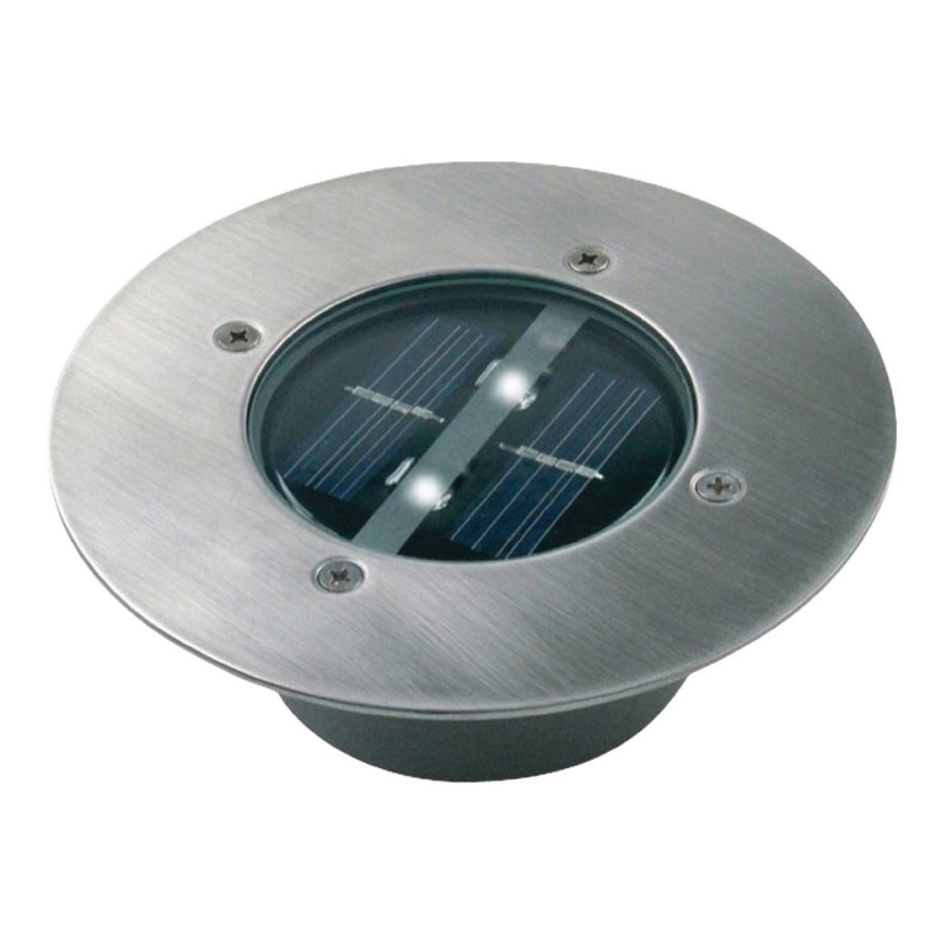 LED Соларна лампа за вграждане със сензор за здрач LED/0,12W/2xAAA IP67 неръждаем пръстен