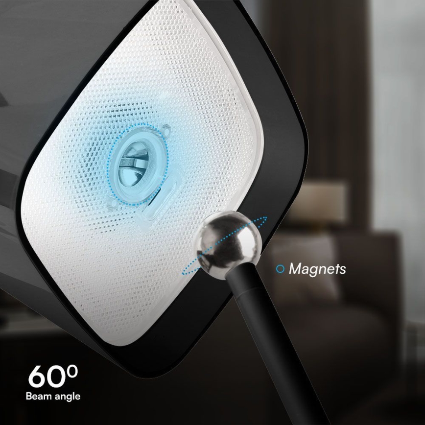 LED соларна регулируема магнитна докосваема презареждаща се настолна лампа LED/5W/5V 3000-6000K 3600 mAh IP65 черна