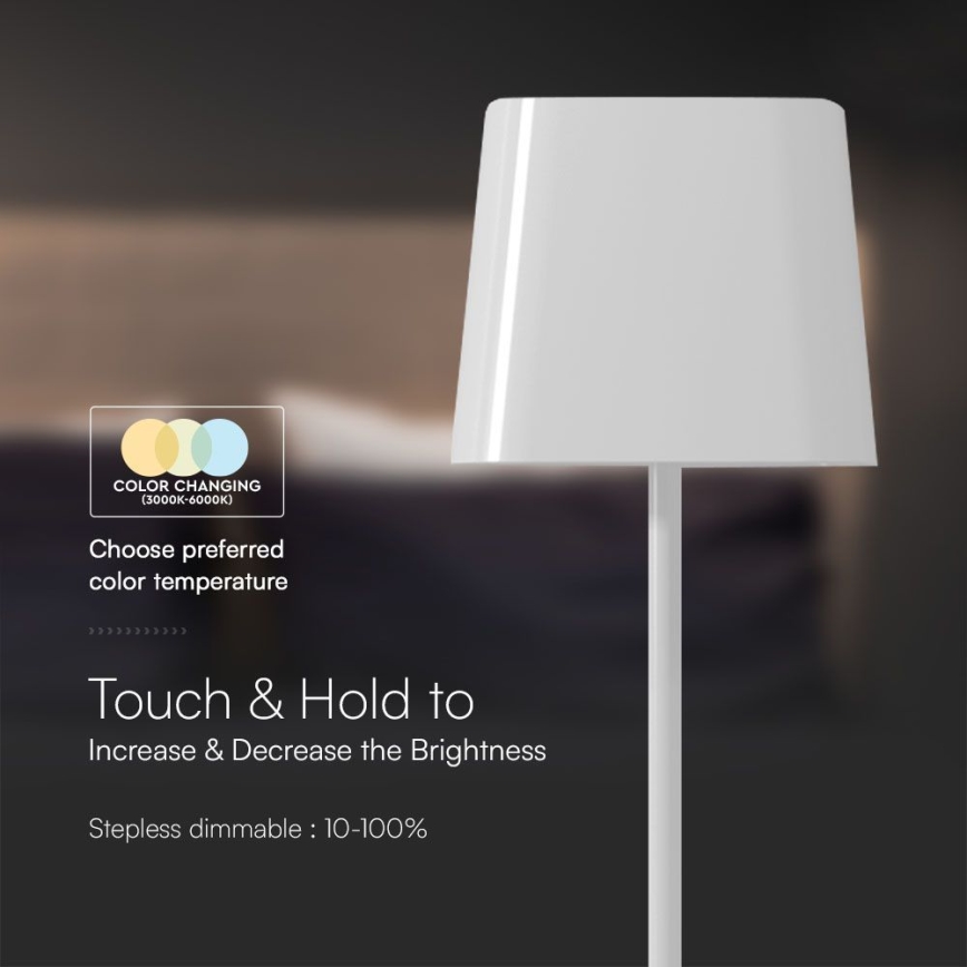 LED Соларна димируема магнитна сензорна акумулаторна настолна лампа LED/5W/5V 3000-6000K 3600 mAh IP65 бял
