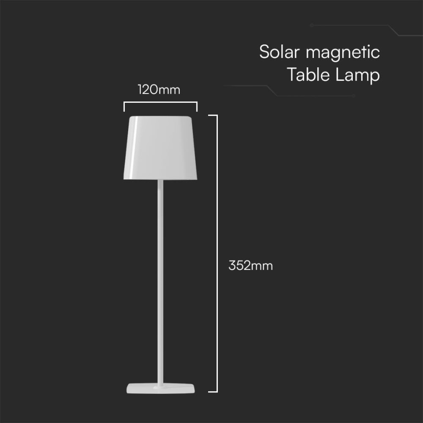 LED Соларна димируема магнитна сензорна акумулаторна настолна лампа LED/5W/5V 3000-6000K 3600 mAh IP65 бял