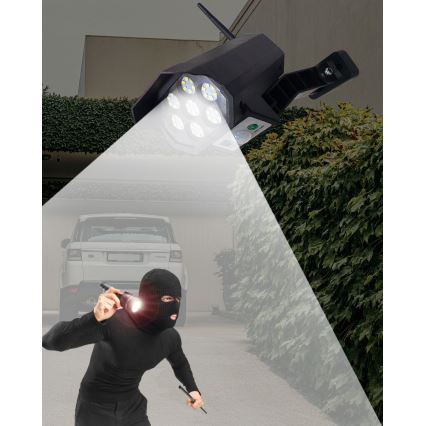 LED соларен макет на охранителна камера с LED сензор 3,7V 1200 mAh IP44 черен + дистанционно управление