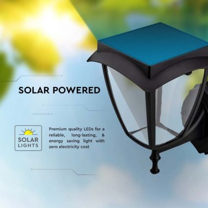 LED соларна стенна лампа LED/2W/3,7V 3000/6000K IP65 2200 mAh черна