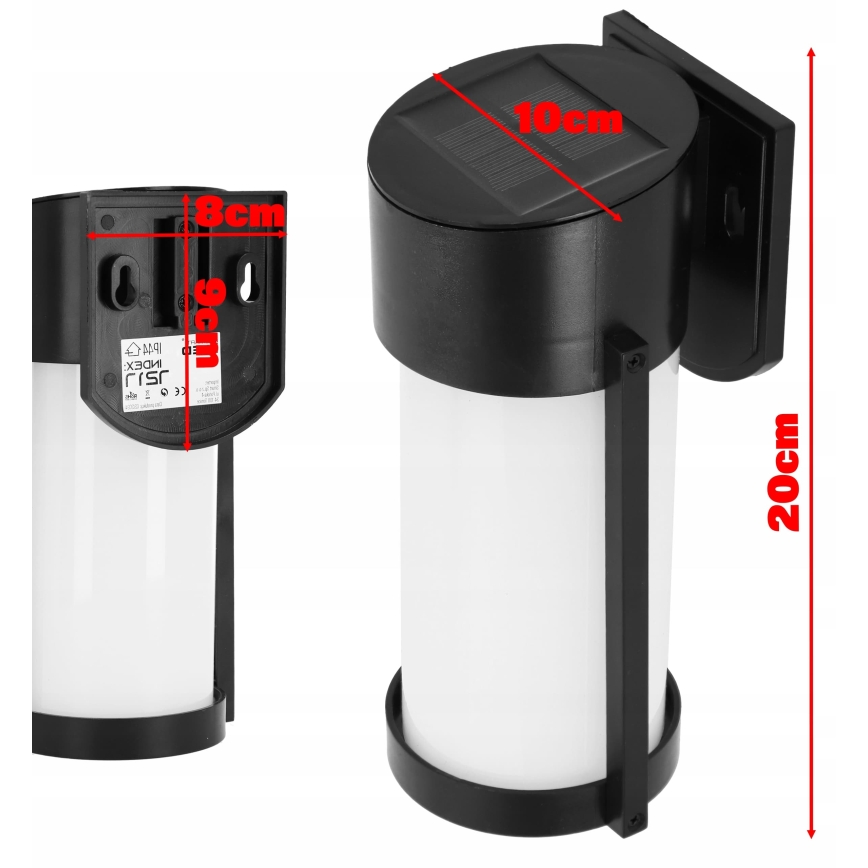 LED соларна стенна лампа LED/3,7V 300 mAh IP44 черна