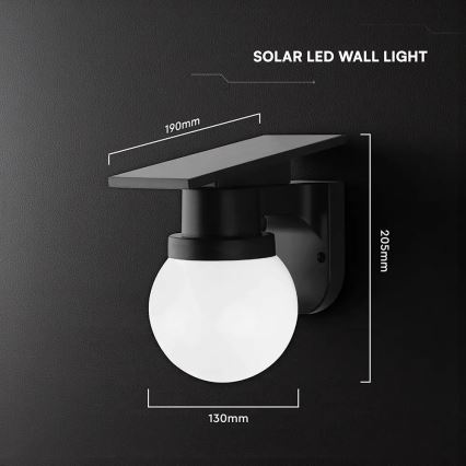 Соларна LED стенна лампа LED/3,7V 3000/4000/6400K IP54 1800 mAh черна + дистанционно управление