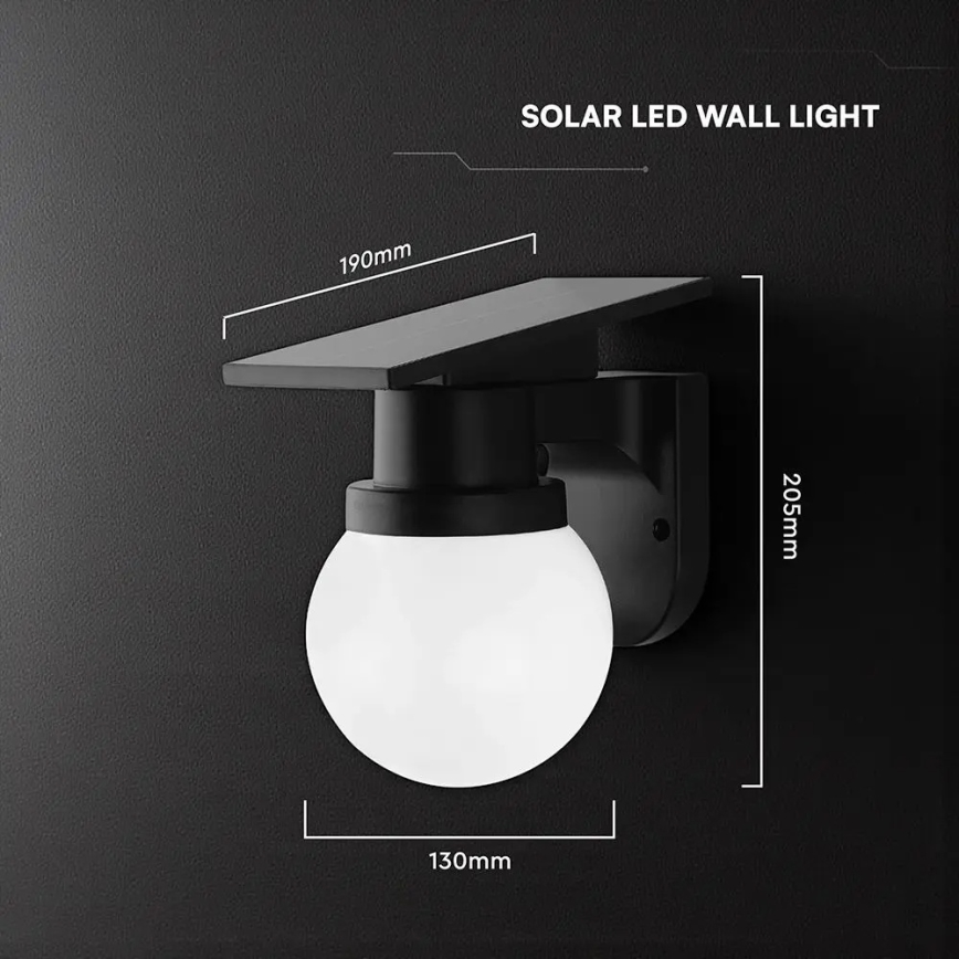 Соларна LED стенна лампа LED/3,7V 3000/4000/6400K IP54 1800 mAh черна + дистанционно управление