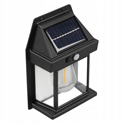 LED соларна стенна лампа със сензор LED/3,7V 600 mAh IP44 черна