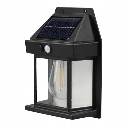 LED соларна стенна лампа със сензор LED/3,7V 600 mAh IP44 черна