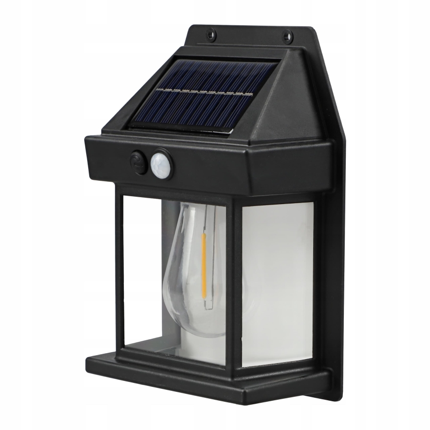 LED соларна стенна лампа със сензор LED/3,7V 600 mAh IP44 черна