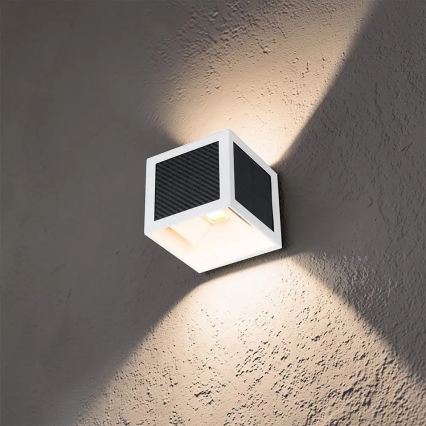 LED соларна стенна лампа със сензор LED/9W/3,7V 3000/4000/6000K IP65 2600 mAh бяла