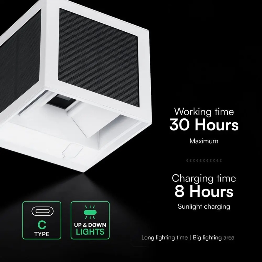 LED соларна стенна лампа със сензор LED/9W/3,7V 3000/4000/6000K IP65 2600 mAh бяла