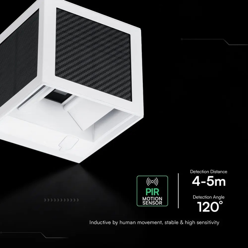 LED соларна стенна лампа със сензор LED/9W/3,7V 3000/4000/6000K IP65 2600 mAh бяла