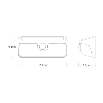 LED соларна стенна лампа със сензор LINK LED/5W/3,7V 2000 mAh IP65 черна