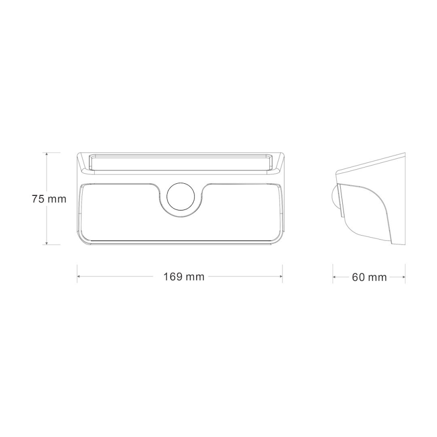 LED соларна стенна лампа със сензор LINK LED/5W/3,7V 2000 mAh IP65 черна