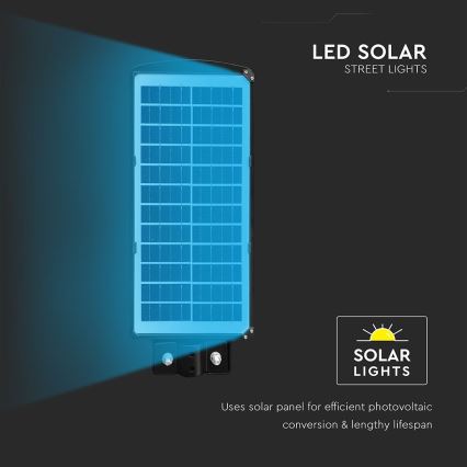 LED регулируема соларна улична лампа с датчик за движение и здрач LED/8W/3,2V 6000K IP65 9000 mAh черна + дистанционно управление