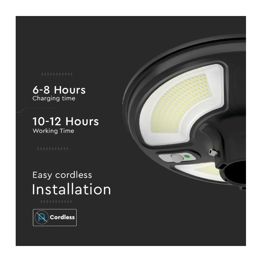 LED соларна улична лампа със сензор LED/10W/3,2V 6500K IP65 25000 mAh + дистанционно управление