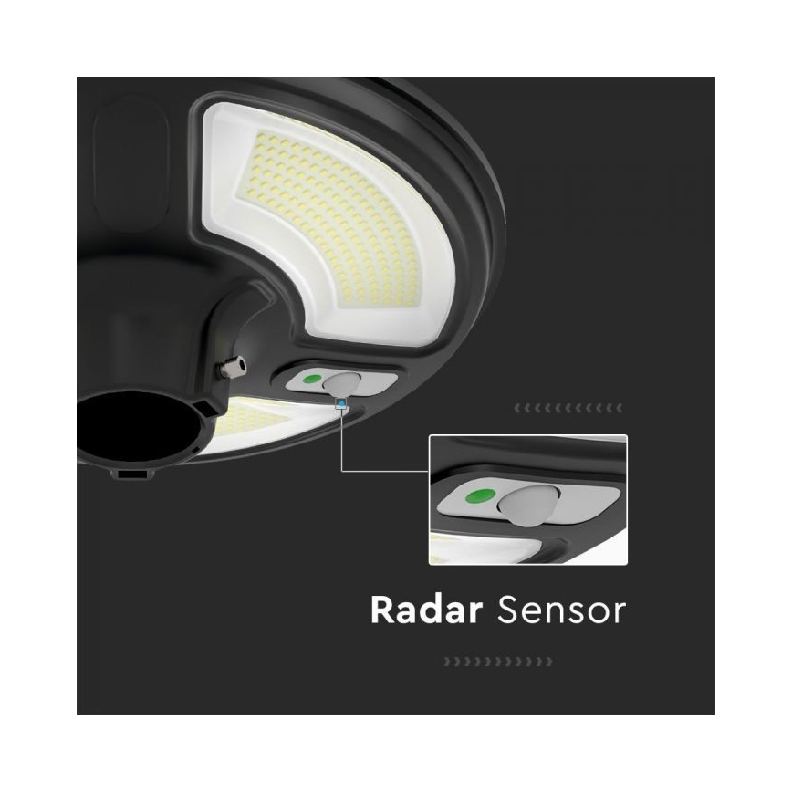 LED соларна улична лампа със сензор LED/10W/3,2V IP65 4000K 15000 mAh + дистанционно управление