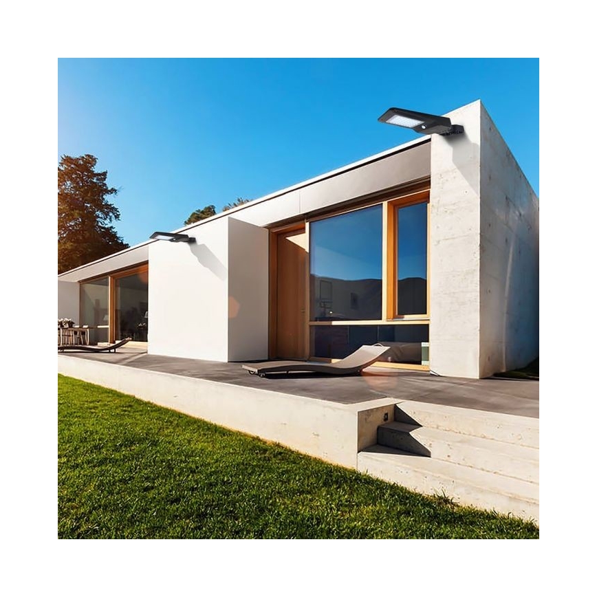 LED соларна улична лампа със сензор LED/40W/9,6V IP65 6000K 12000 mAh + дистанционно управление