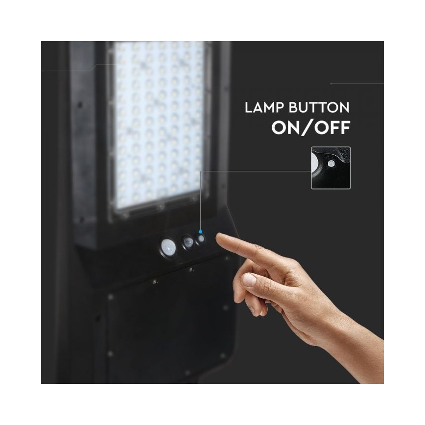 LED соларна улична лампа със сензор LED/40W/9,6V IP65 6000K 12000 mAh + дистанционно управление