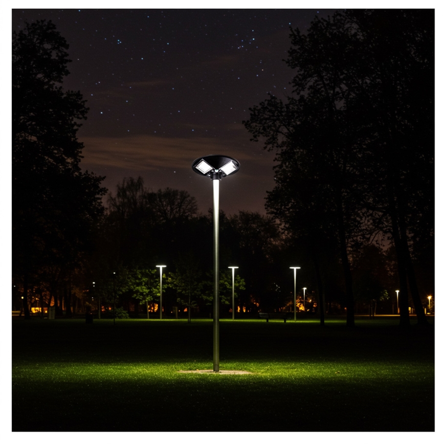Димируема LED соларна улична лампа със сензор LED/15W/6V 11000 mAh 6500K IP65 черна + дистанционно управление