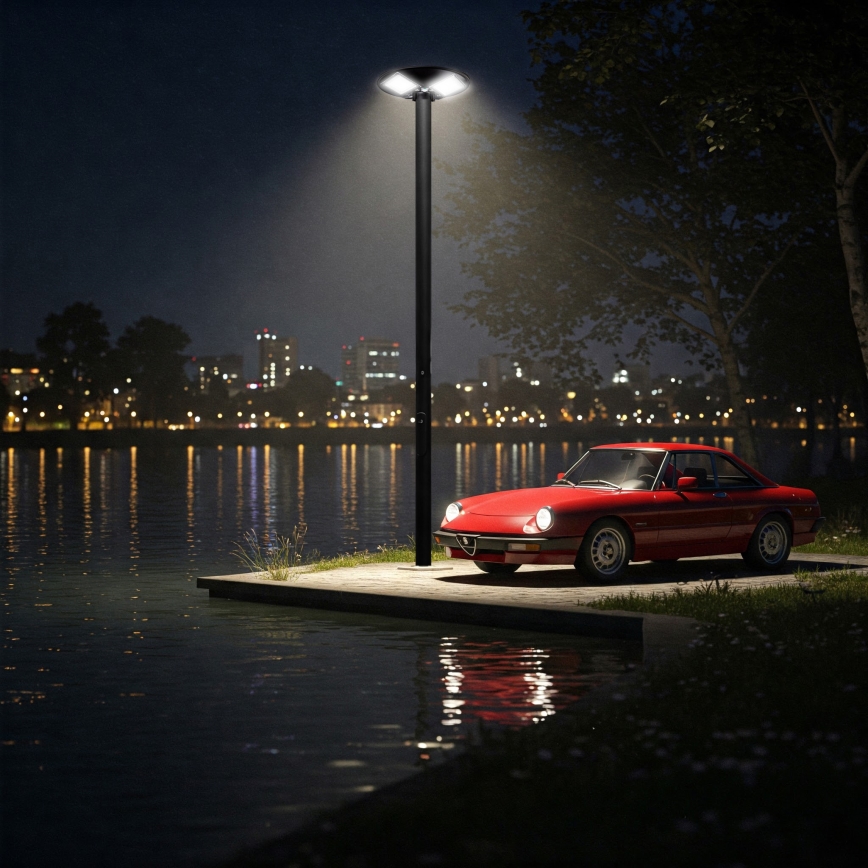 Димируема LED соларна улична лампа със сензор LED/15W/6V 11000 mAh 6500K IP65 черна + дистанционно управление