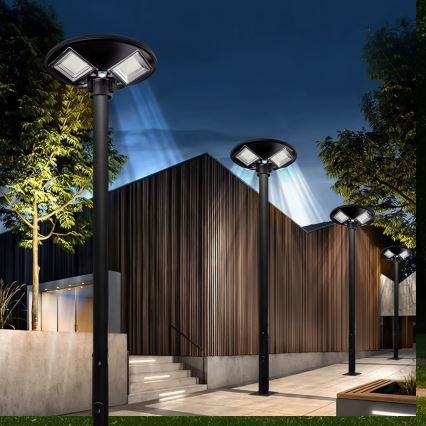 Димируема LED соларна улична лампа със сензор LED/15W/6V 11000 mAh 6500K IP65 черна + дистанционно управление