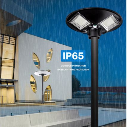 Димируема LED соларна улична лампа със сензор LED/15W/6V 11000 mAh 6500K IP65 черна + дистанционно управление