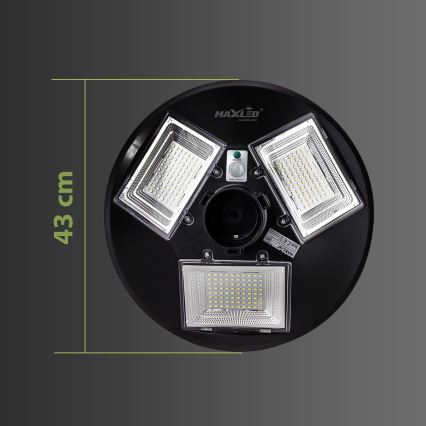 Димируема LED соларна улична лампа със сензор LED/15W/6V 11000 mAh 6500K IP65 черна + дистанционно управление