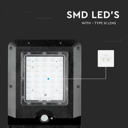 LED соларна улична лампа със сензор LED/15W/7,4V 4000K IP65 10800 mAh