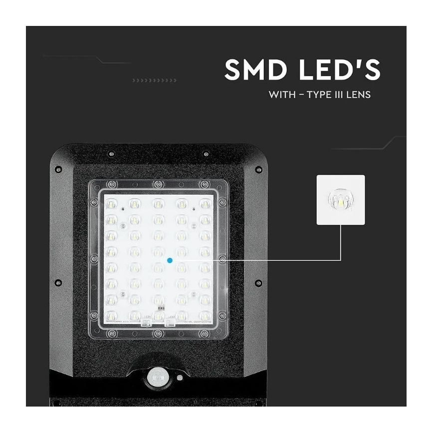 LED соларна улична лампа със сензор LED/15W/7,4V 4000K IP65 10800 mAh
