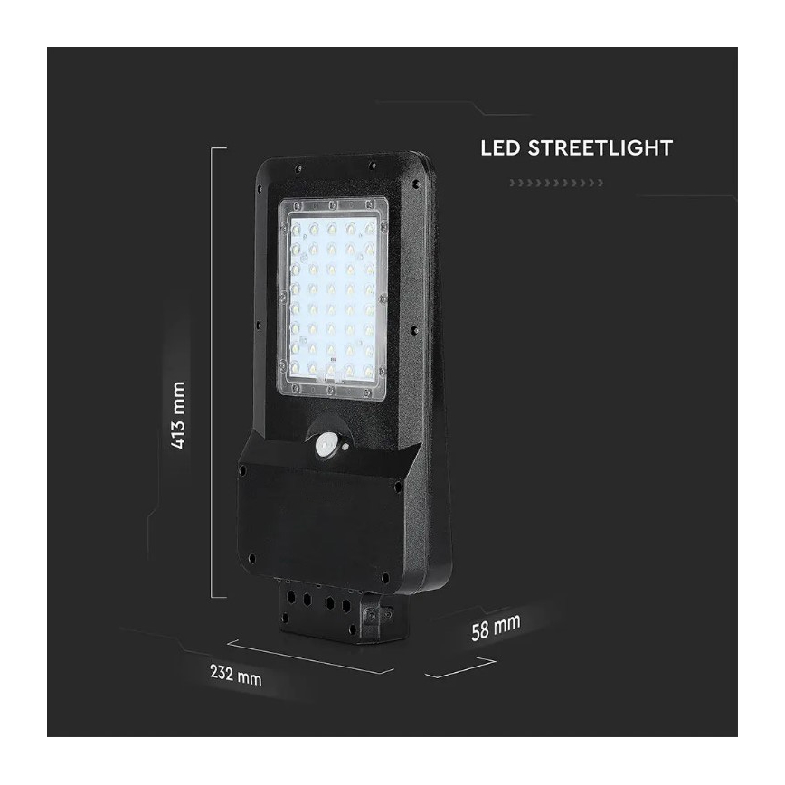 LED соларна улична лампа със сензор LED/15W/7,4V 4000K IP65 10800 mAh