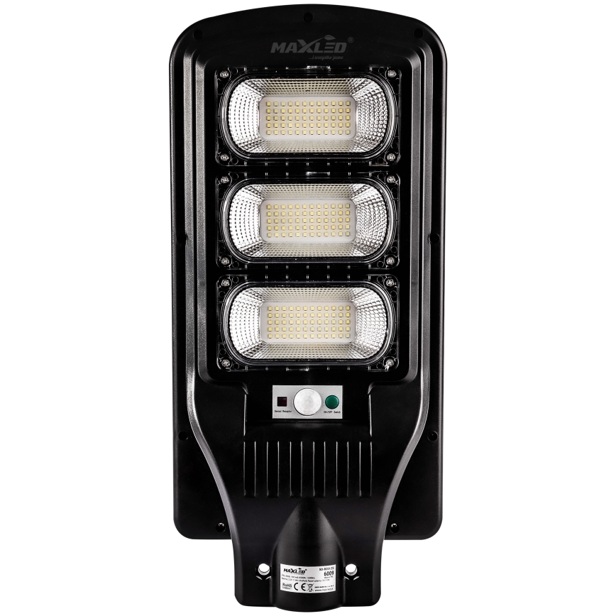 LED Димируема соларна улична лампа със сензор LED/180W/6V 11000 mAh 6500K IP65 черен + дистанционно управление