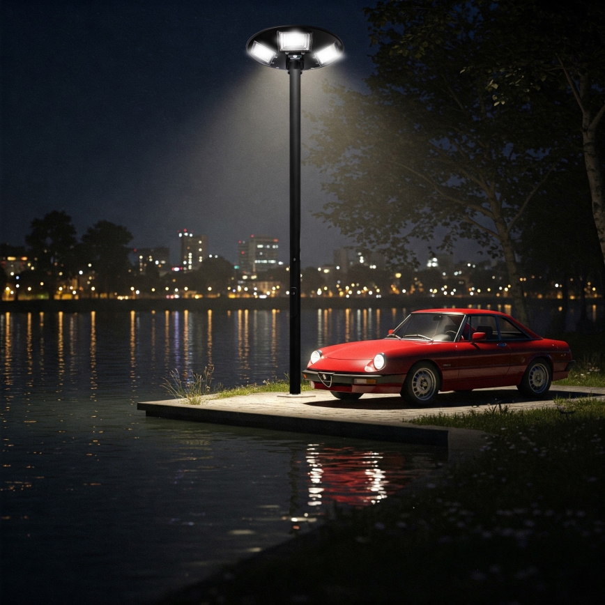 LED Димируема соларна улична лампа със сензор LED/22W/6V 18000 mAh 6500K IP65 черен + дистанционно управление